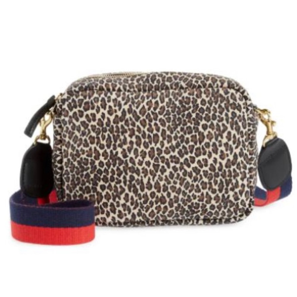 Clare V NWT Midi Sac Leopard Print Leather Crossbody Bag with Detachable Strap